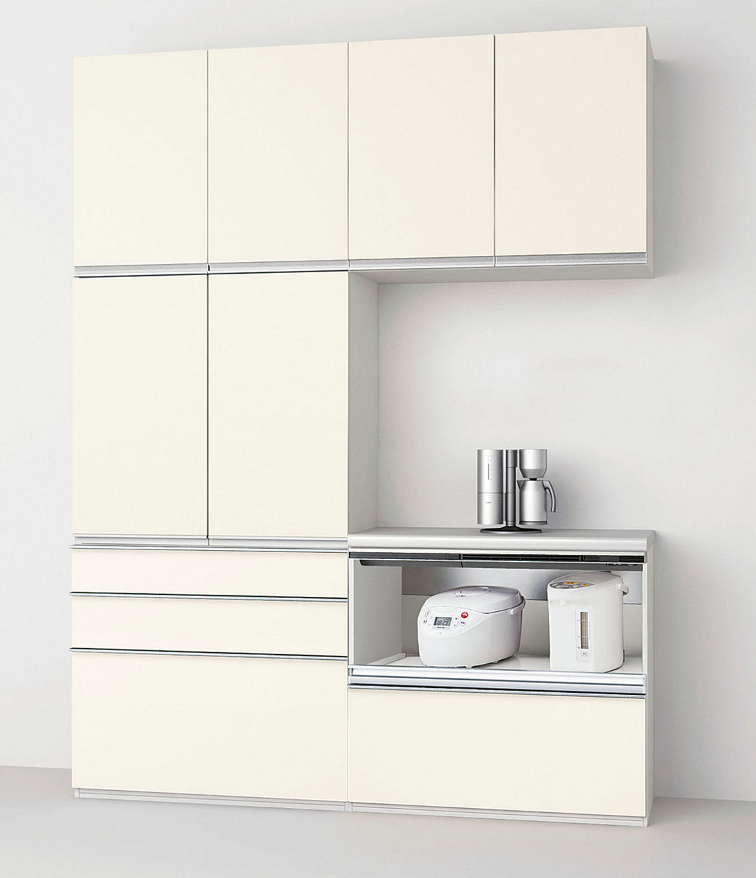 カップボード＋カウンタープラン_家電収納(蒸気排出ユニット付)下段引出しプラン