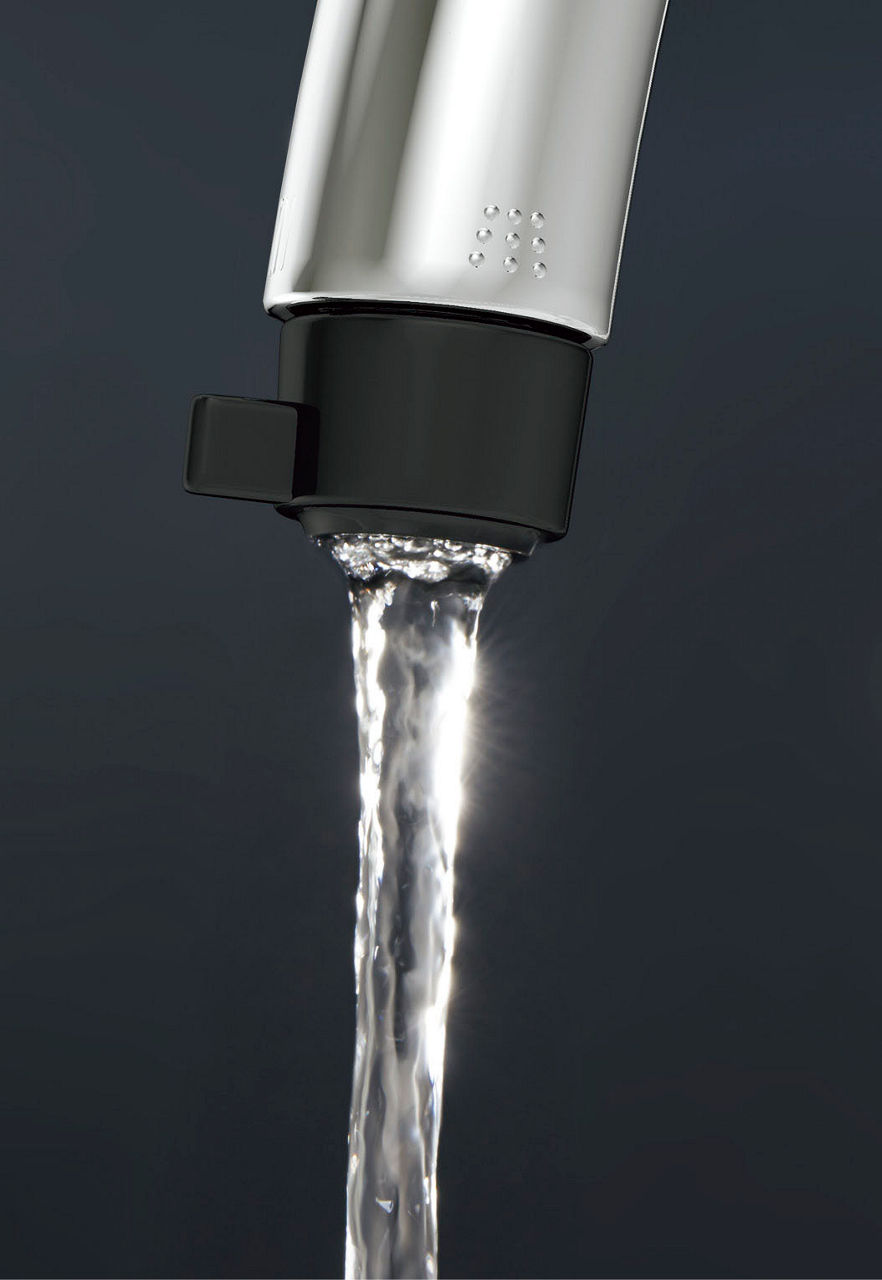 洗浄時の水ハネを大幅低減_吐水切替付_整流