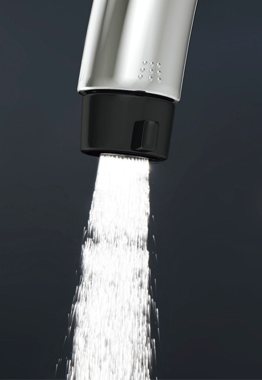 洗浄時の水ハネを大幅低減_吐水切替付_スポット微細シャワー