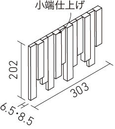 形状図1-1)エコカラットプラス_シングレース_25×202角片面小端仕上げ（短辺）ネット張り