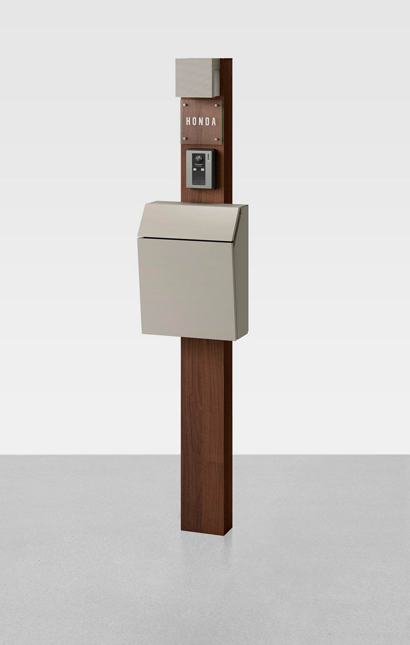 柱ｸﾘｴﾓｶ_照明ｼｬｲﾝｸﾞﾚｰ_横型ﾎﾟｽﾄP-1型ｼｬｲﾝｸﾞﾚｰ