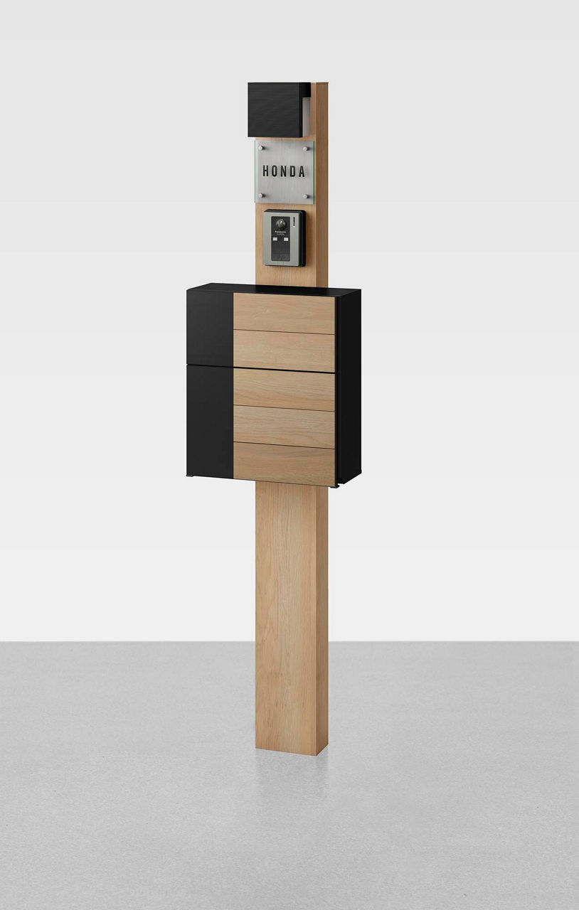 組み合わせ例_8_柱ｵｰｸ_照明ｵﾌﾌﾞﾗｯｸ_ｴｸｽﾎﾟｽﾄｸﾞﾚｲｽ_ﾌﾞﾗｯｸ+ｵｰｸ