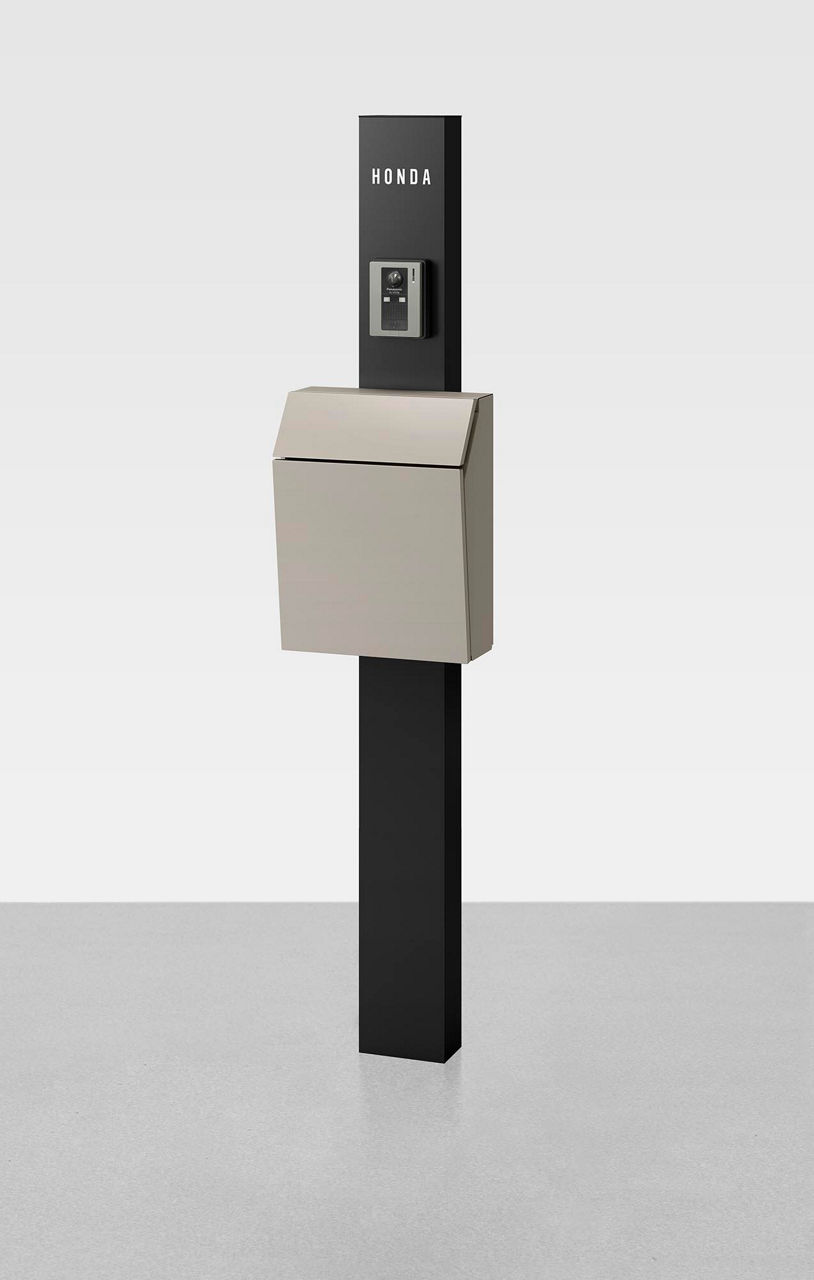 柱ﾌﾞﾗｯｸ_横型ﾎﾟｽﾄP-1型ｼｬｲﾝｸﾞﾚｰ