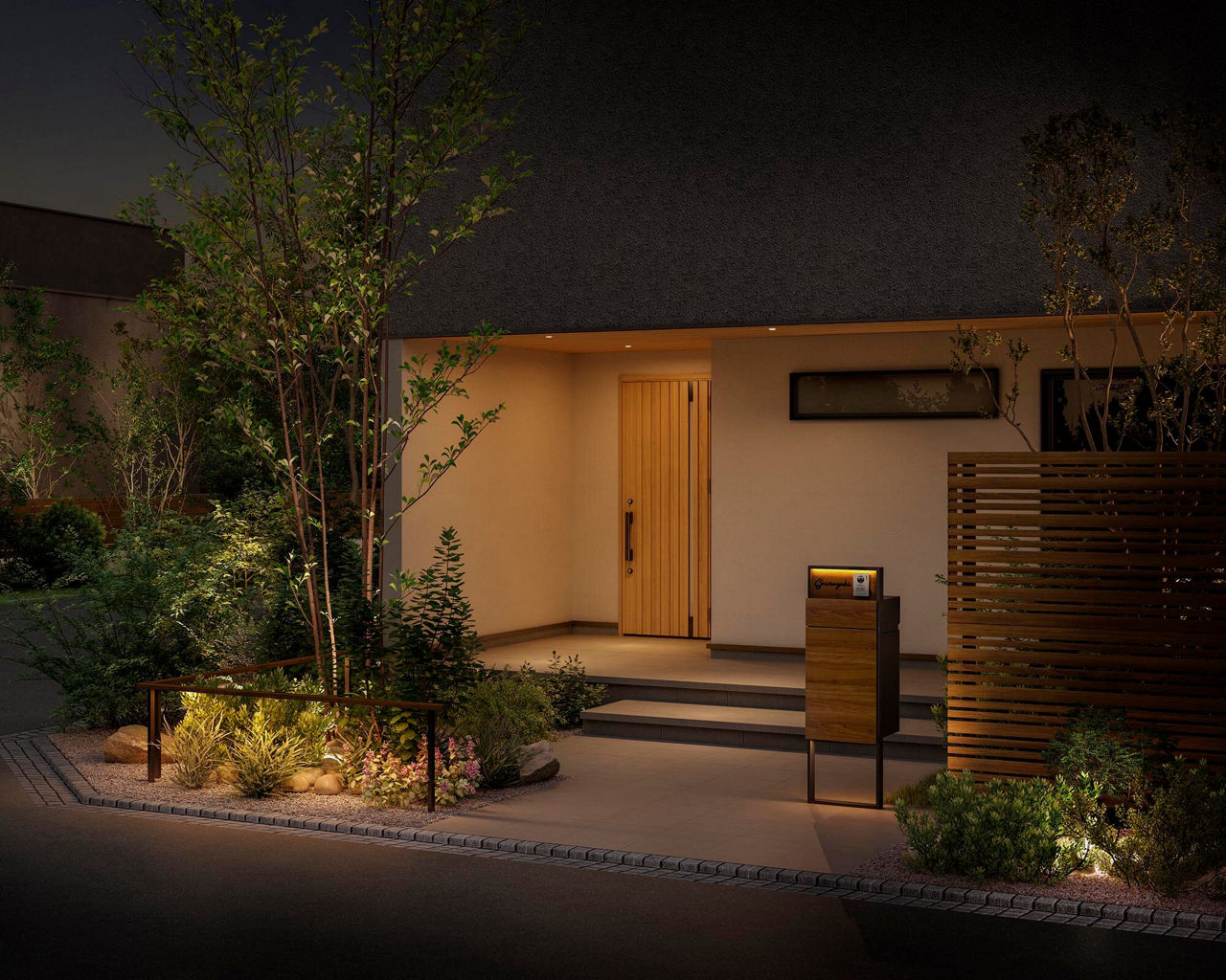 施工例_夜__ﾌﾚｰﾑ_ﾌﾞﾗｯｸ_CB_ﾁｪﾘｰｳｯﾄﾞ_ﾎﾞｯｸｽｾｯﾄ_ﾁｪﾘｰｳｯﾄﾞ×ﾌﾞﾗｯｸ