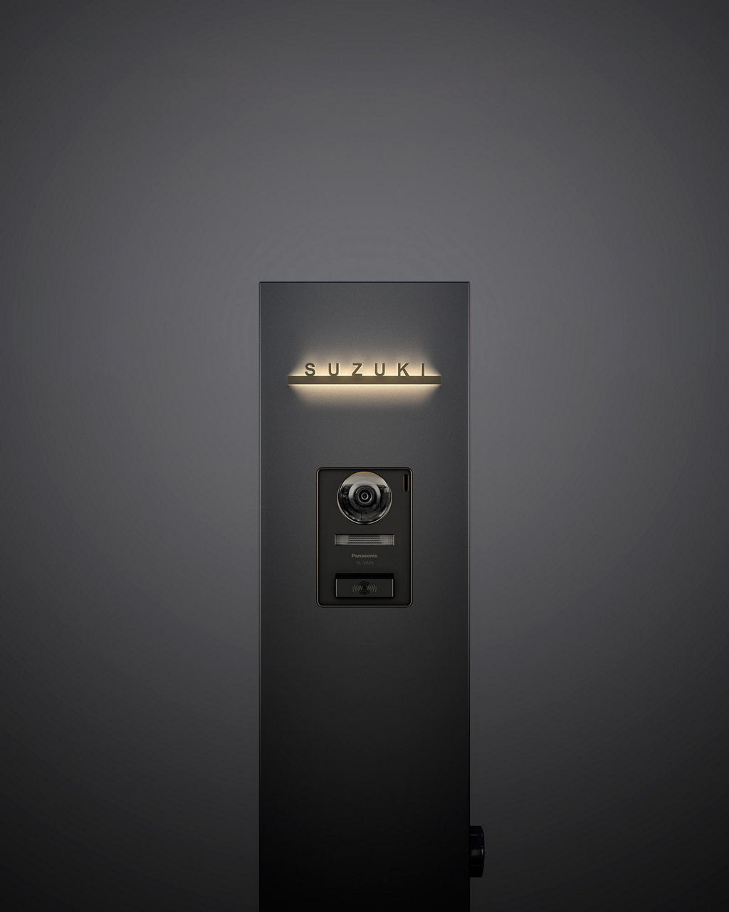 機能門柱FT_本体：ディープグレー＋切り文字サイン_slimC_シルバー