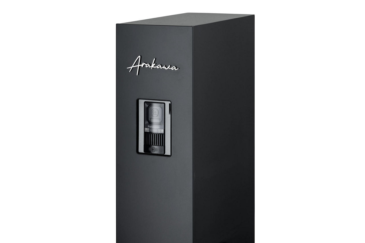 機能門柱FT_本体_ﾏｯﾄﾌﾞﾗｯｸ_IH内蔵_切り文字ｻｲﾝ_slimA_ﾍｱﾗｲﾝ