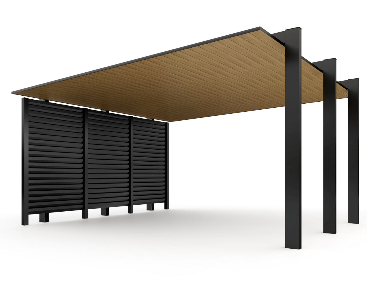 ｶｰﾎﾟｰﾄSC3000ﾀｲﾌﾟ_2台用_ﾌﾞﾗｯｸ+ﾁｪﾘｰｳｯﾄﾞ目隠しﾌｪﾝｽ_ﾌﾞﾗｯｸ