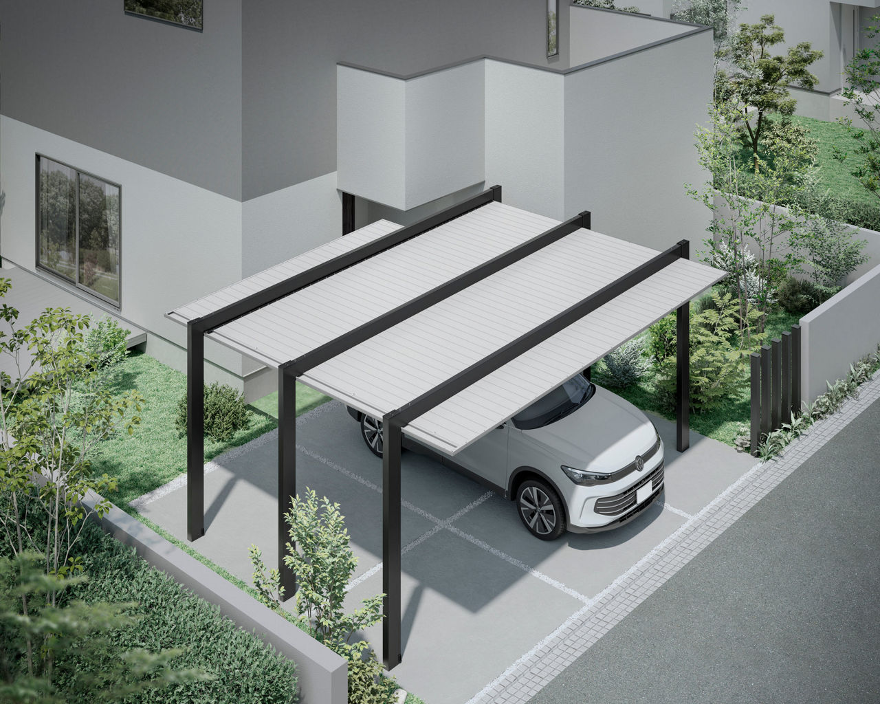 ｶｰﾎﾟｰﾄSC3000ﾀｲﾌﾟ2台用_出入隅_60-50_ﾁｭﾗﾙｼﾙﾊﾞｰF_ﾌﾞﾗｯｸ