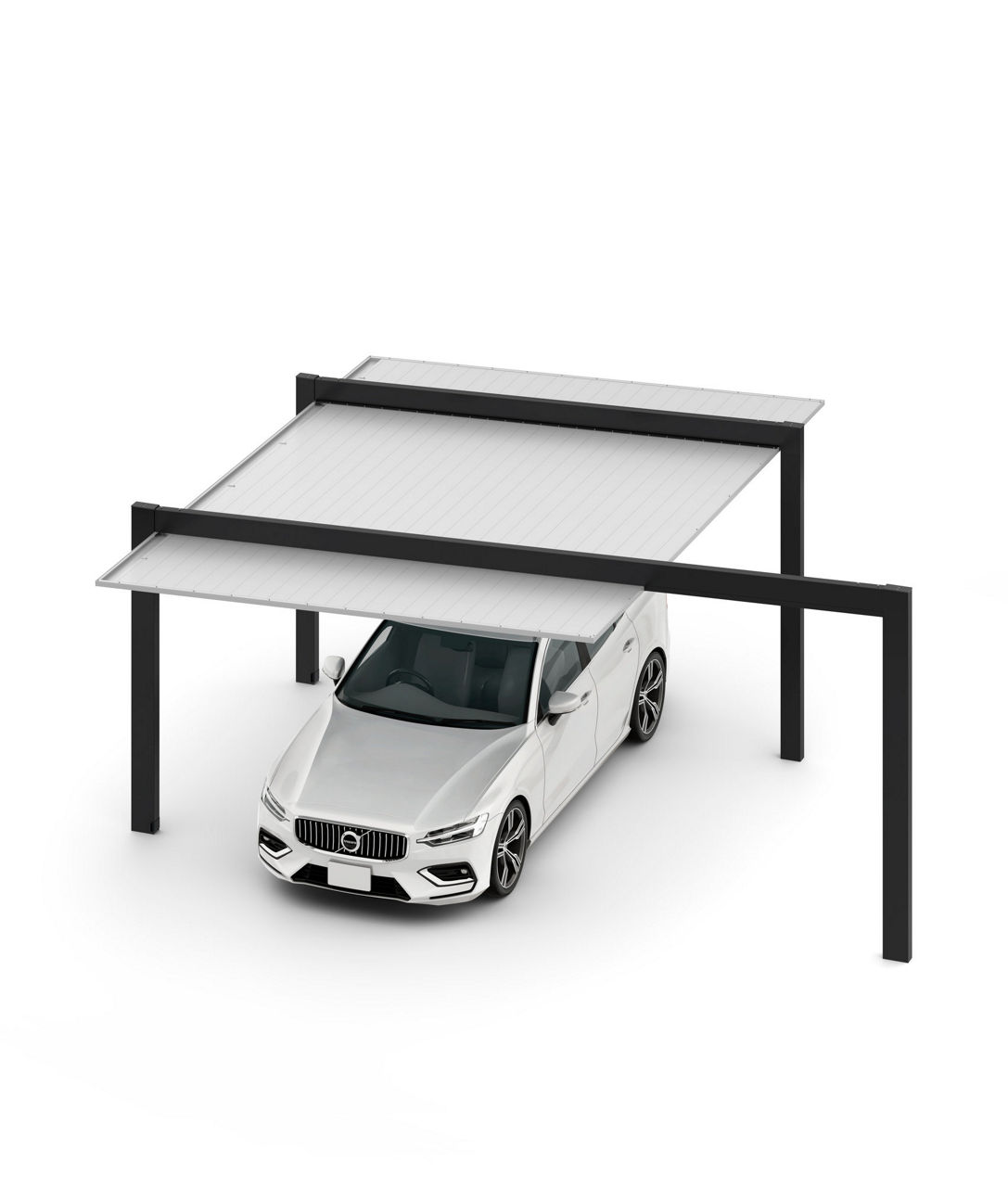 ｶｰﾎﾟｰﾄSC1500ﾀｲﾌﾟ1台用梁延長_42-50 _延長W60_ﾅﾁｭﾗﾙｼﾙﾊﾞｰF+ﾌﾞﾗｯｸ