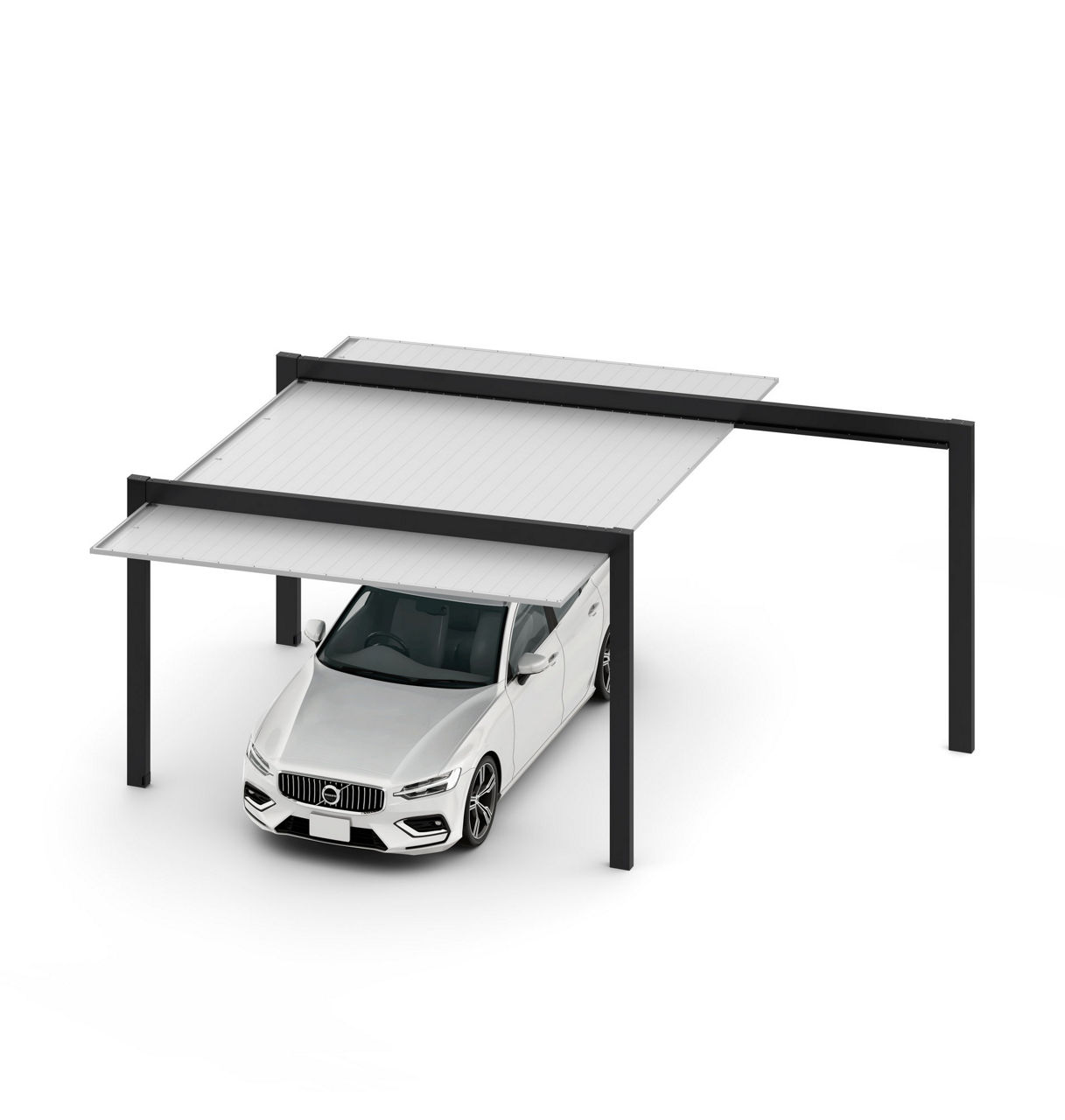 ｶｰﾎﾟｰﾄSC1500ﾀｲﾌﾟ1台用梁延長_42-50 _延長W60_ﾅﾁｭﾗﾙｼﾙﾊﾞｰF+ﾌﾞﾗｯｸ