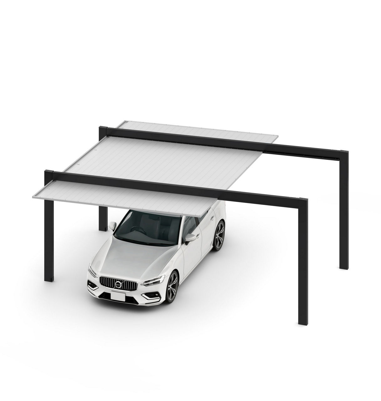 ｶｰﾎﾟｰﾄSC1500ﾀｲﾌﾟ1台用梁延長_42-50 _延長W60_ﾅﾁｭﾗﾙｼﾙﾊﾞｰF+ﾌﾞﾗｯｸ