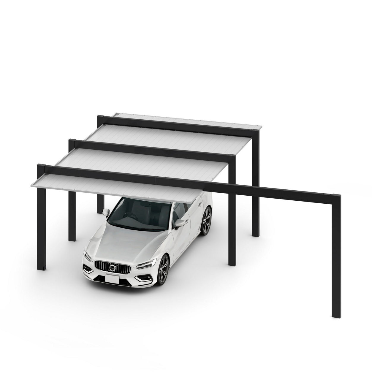 ｶｰﾎﾟｰﾄSC1500ﾀｲﾌﾟ1台用梁延長_42-50 _延長W72_ﾅﾁｭﾗﾙｼﾙﾊﾞｰF+ﾌﾞﾗｯｸ