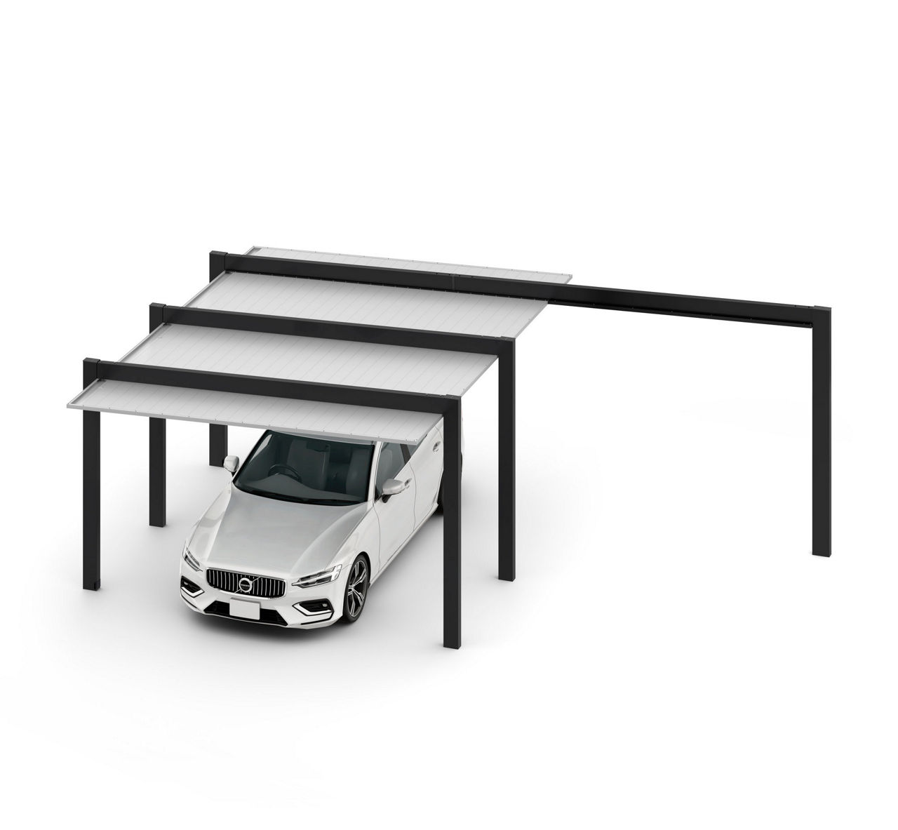 ｶｰﾎﾟｰﾄSC1500ﾀｲﾌﾟ1台用梁延長_42-50 _延長W72_ﾅﾁｭﾗﾙｼﾙﾊﾞｰF+ﾌﾞﾗｯｸ