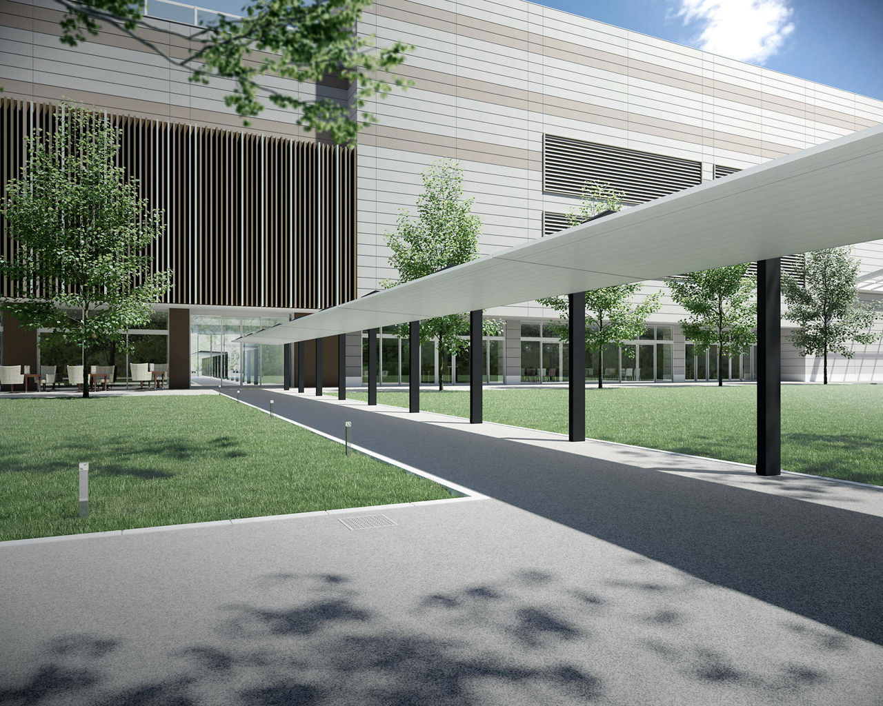 カーポートSC_1500_ミニ_21-56_標準柱_柱・梁：ブラック_屋根：ナチュラルシルバーF__5連棟_施工例