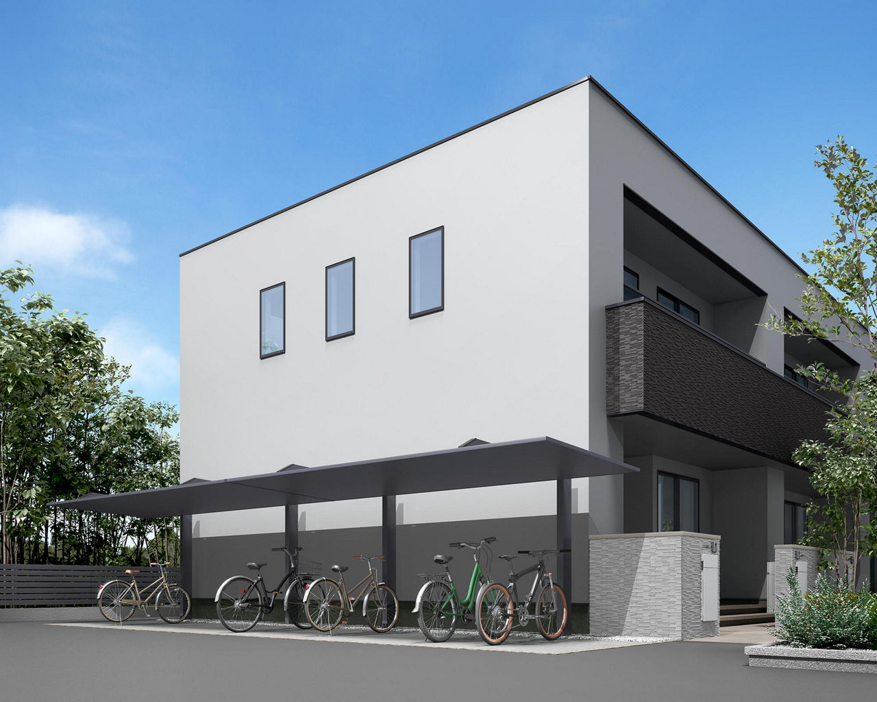 カーポートSC_1500_ミニ_21-50_Ｈ25_ダスクグレー_2連棟_施工例