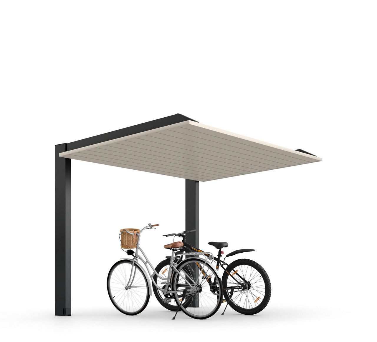 カーポートSC_1500ミニ_21-29_標準柱_柱・梁：ブラック_屋根：シャイングレーF