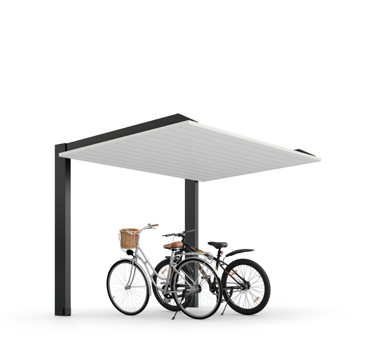 カーポートSC_1500ミニ_21-29_標準柱_柱・梁：ブラック_屋根：ナチュラルシルバーF