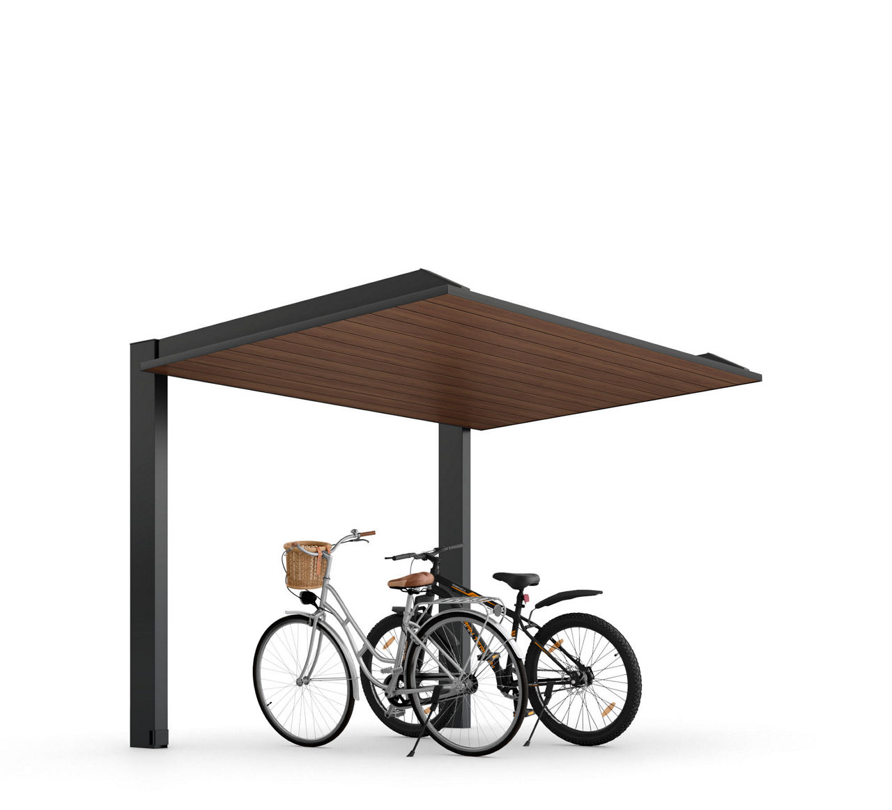 カーポートSC_1500ミニ_21-29_標準柱_柱・梁：ブラック_屋根：クリエモカ