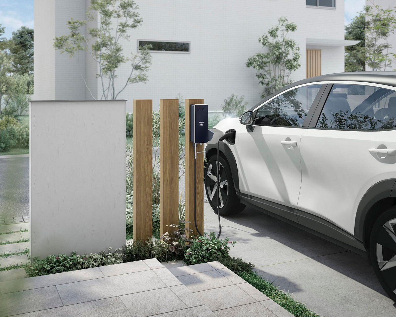 EV充電器本体6kWﾀｲﾌﾟ+ﾎﾟｰﾙｾｯﾄ85×150(ﾁｪﾘｰｳｯﾄﾞ)