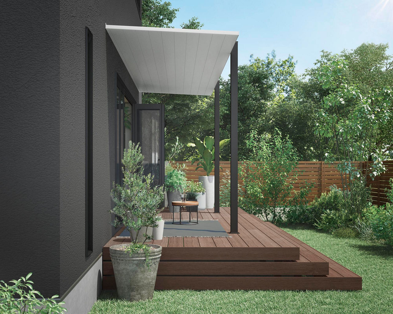 壁付ﾀｲﾌﾟ_ﾃﾗｽﾀｲﾌﾟﾅﾁｭﾗﾙｼﾙﾊﾞｰF+ﾌﾞﾗｯｸ､ﾃﾞｯｷ_DS(ﾌﾞﾗｳﾝｽﾃｲﾝｳｯﾄﾞ)