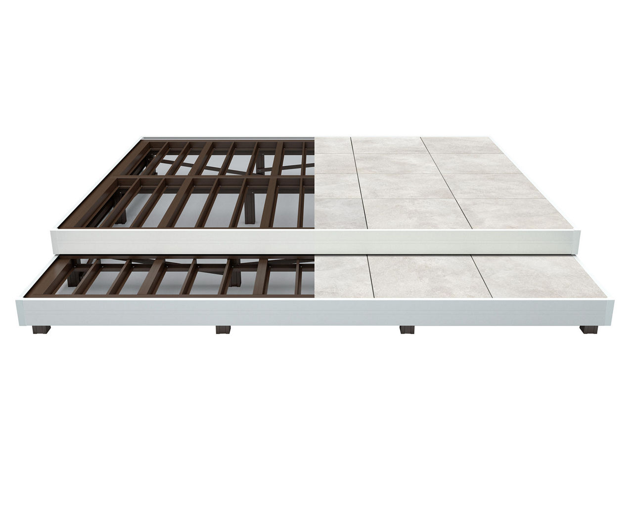 タイルデッキ_オフホワイト（アンデセメント柄）_基礎構造_本体+ステップ