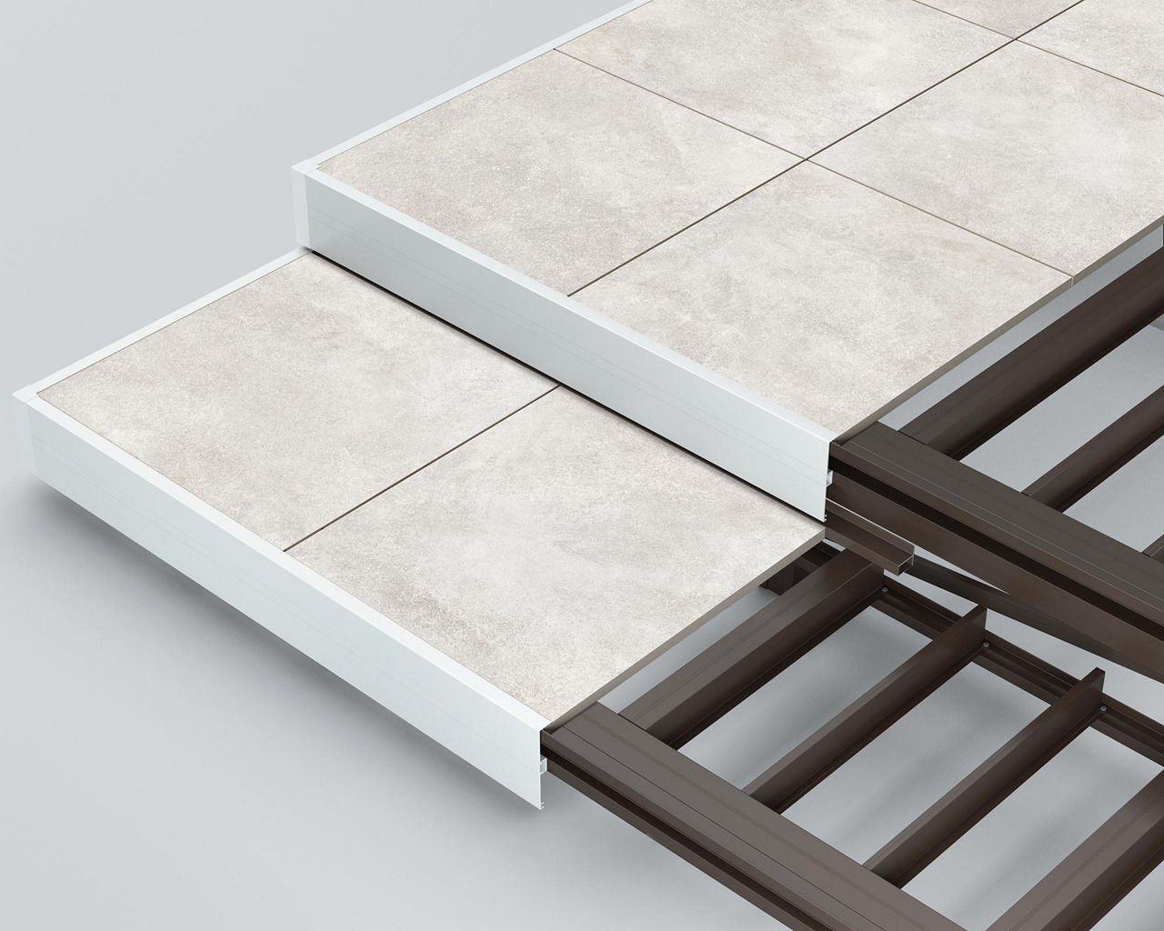 タイルデッキ_オフホワイト（アンデセメント柄）_基礎構造_本体+ステップ