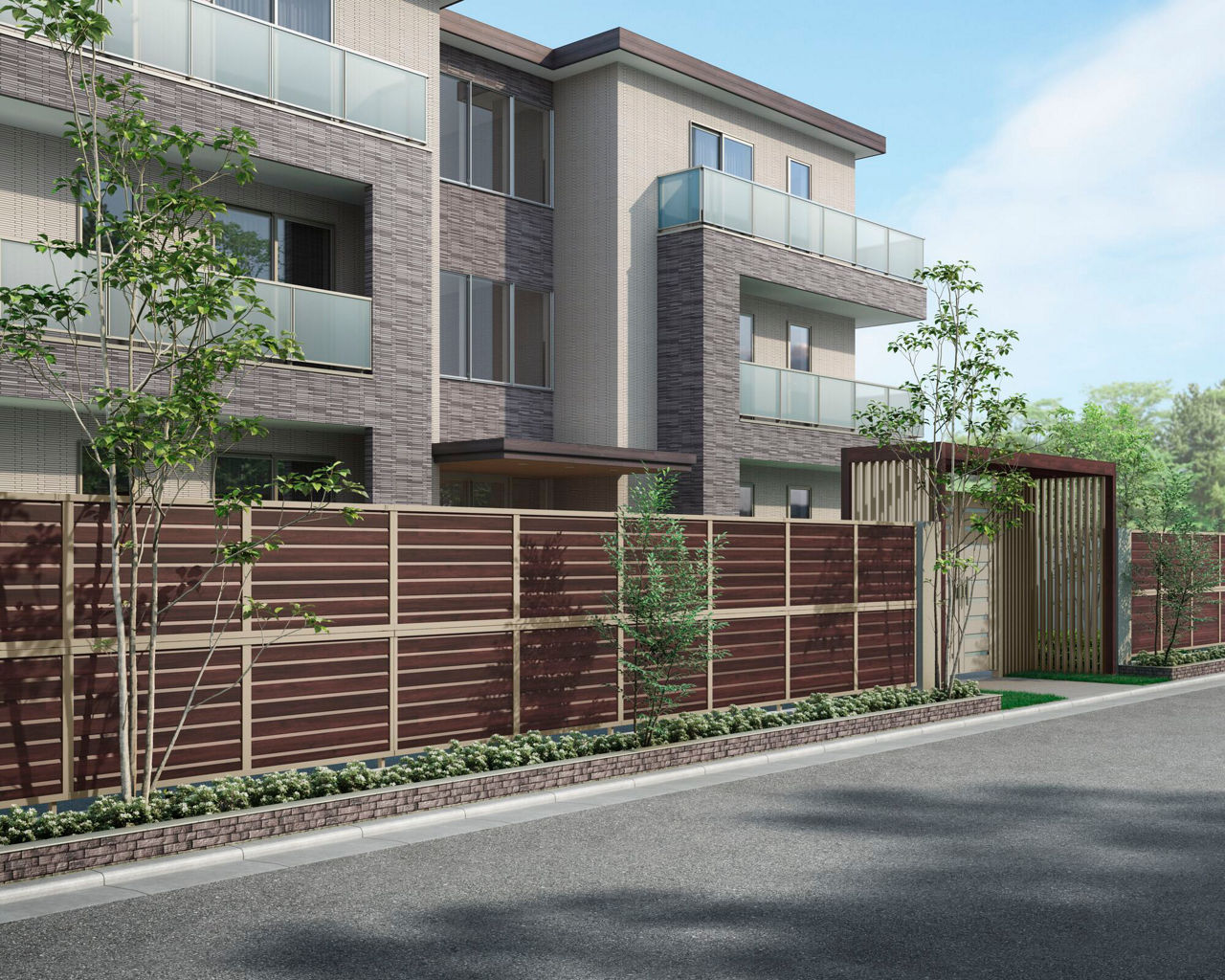 ﾌｪﾝｽAB_2段柱_高強度仕様_YL2型_マンション_施工例