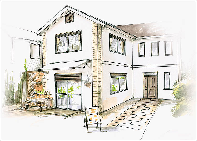 ｲﾗｽﾄ_店舗兼住居で