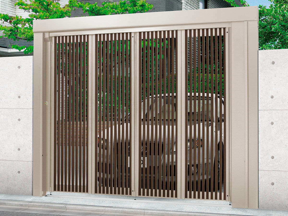 プレミエスゲート_シングル_シャイングレー+柿渋_電動タイプ_右引き