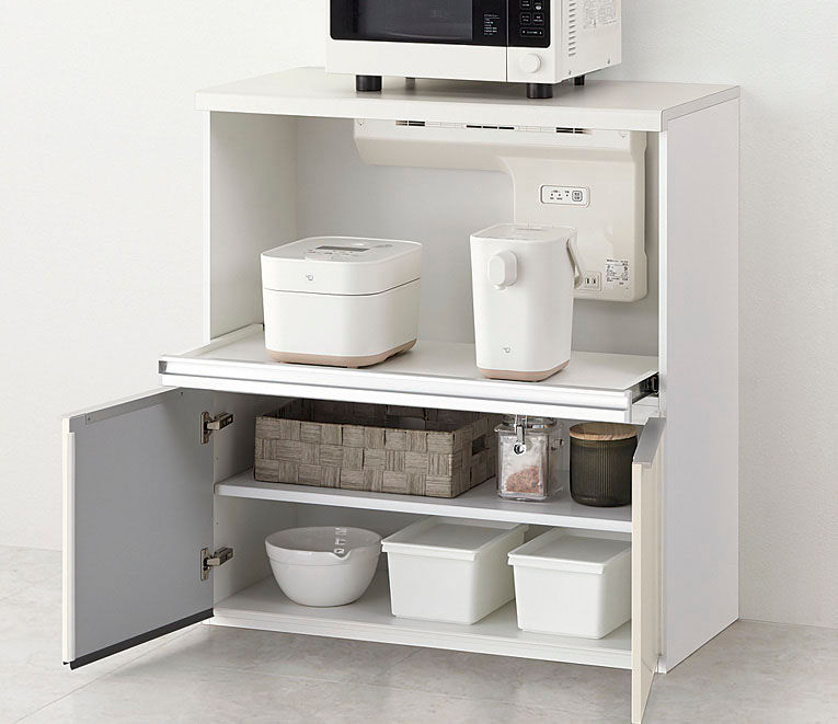 ハイフロアキャビネット(カウンター高さ99cm用)_家電収納_開き扉タイプ_送風式蒸気排出ユニット用